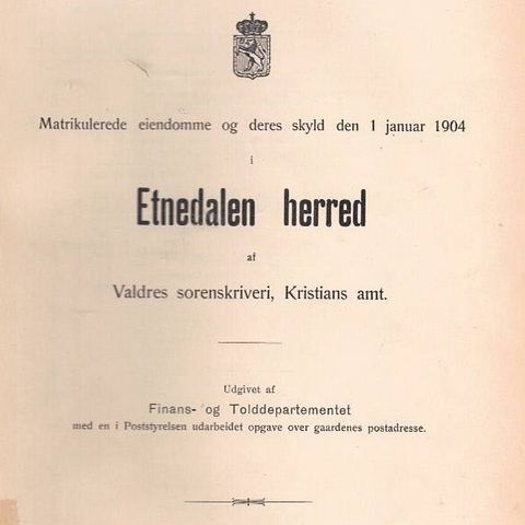 Etndedalen herred - Matrikel 1904