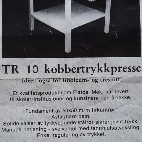 Grafikkpresse i god stand selges