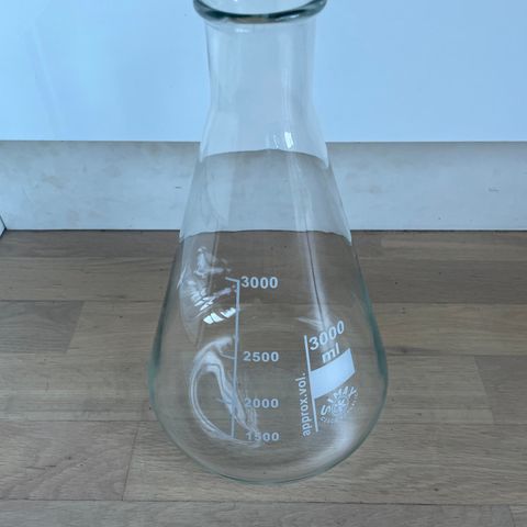 Erlenmeyer kolbe 3000mL til gjærstarter / 3L Erlenmeyer flask for yeast starters