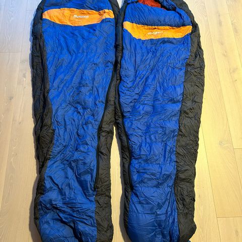 Bergans Ice 195 og 180 dunposer, kan zippes sammen!