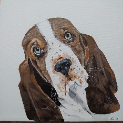 Maleri av hund 40x40 cm