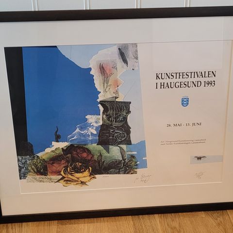 Signert Kunstplakat. Kunstfestivalen i Haugesund 1993