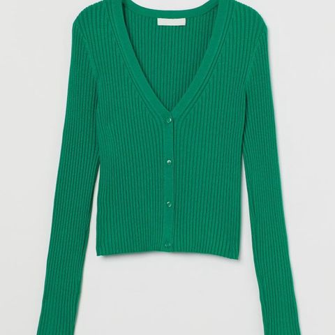 Ribbestrikket grønn cardigan