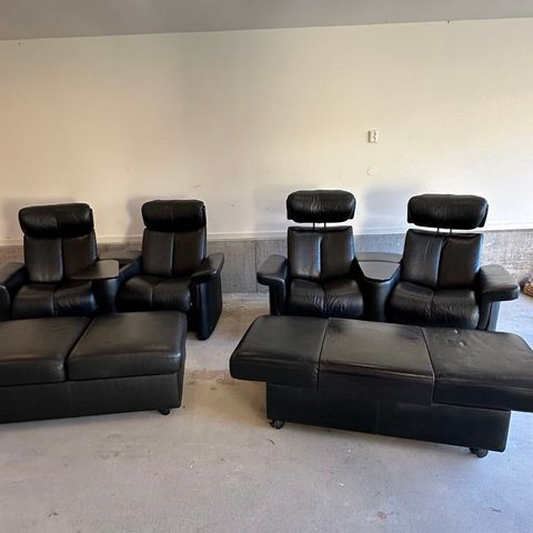 Stressless kinostol/dobbel stol med bord + Stressless Dobbelpall