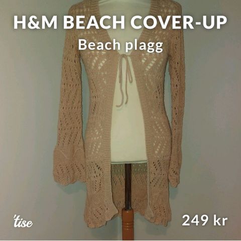 Beige heklet beach cover up jakke.