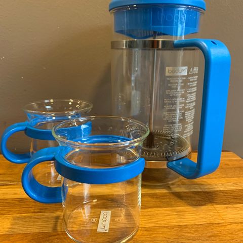 Bodum Presskanne og 2x kaffe glass