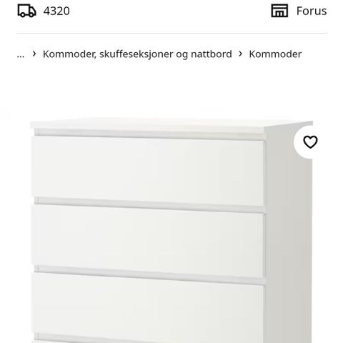 Malm kommode 4 skuffer ønskes