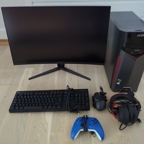 Gaming PC - Acer Aspire GX-781,  Mission SG skjerm og mye utstyr