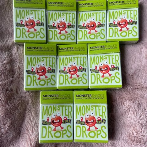 Monster Sukkerfri Drops Eple, 9 pakker