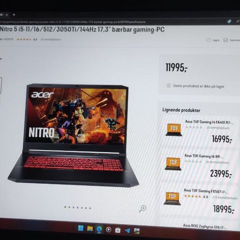 ACER NITRO 5. detaljer i beskrivelsen