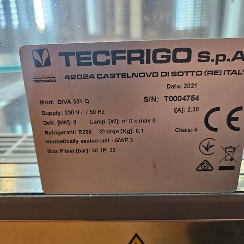 Tecfrigo Diva 351Q vitrine kjølemonter