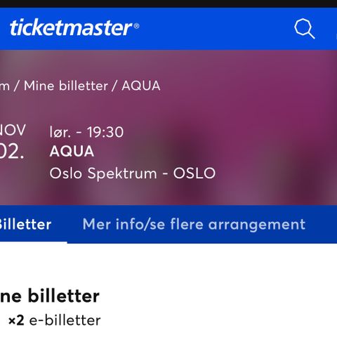 Selger 2 sitteplasser for AQUA i Oslo