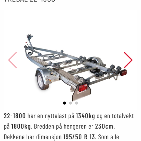 Tredal Båthenger 2021 modell. Inntil 22 fot,1800 kg