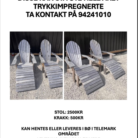 HELT NYE ADIRONDACK HAGESTOLER MED KRAKK