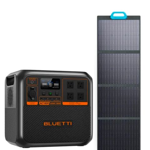 Strøm til Caravan/Camping! Bluetti AC180P Strømsentral - 230V med Solcellepanel