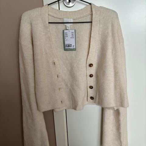 Hvit cardigan, str L