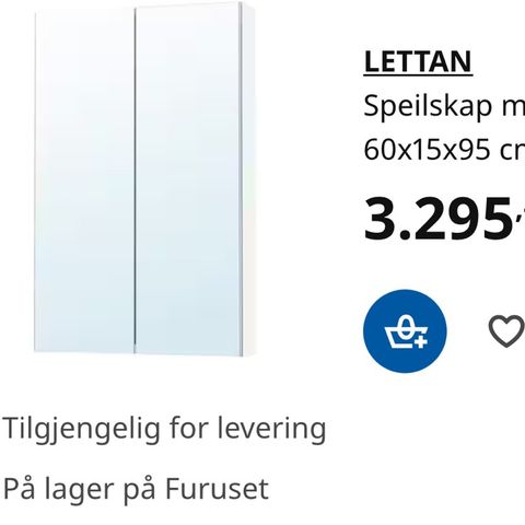 Speilskap til badet Lettan fra IKEA 60x95