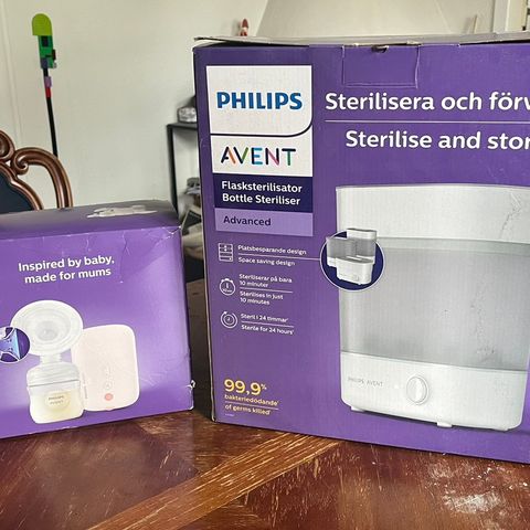 Philips avent flaskesterilisator + 2x brystpumper selges rimelig