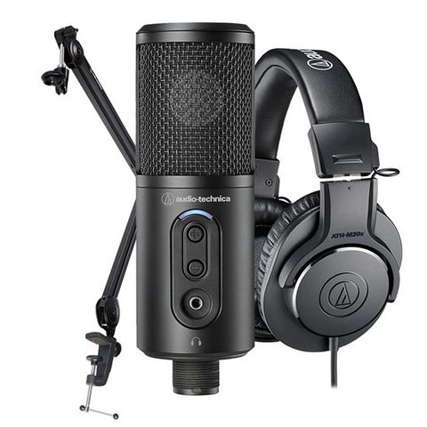 Audio Technica Content Creator Combo Pack w/ ATR2500x-USB, ATH-M20x & Boom Arm