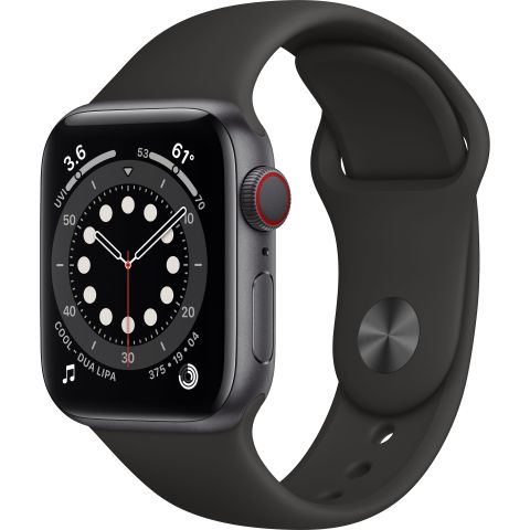 Apple Watch Series 6 40mm GPS+4G LTE (stellargrå/sort sportsreim)