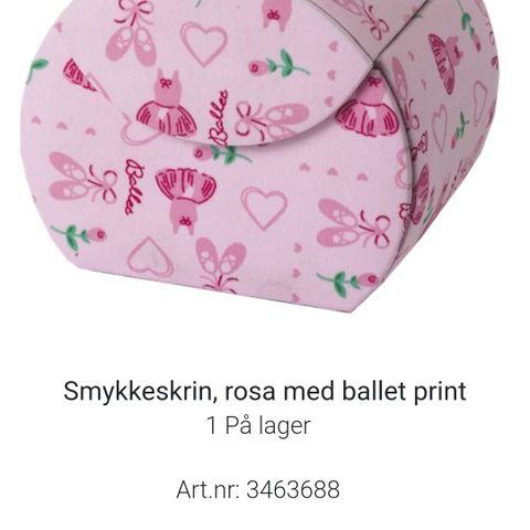 Smykkeskrin, rosa med ballet print.