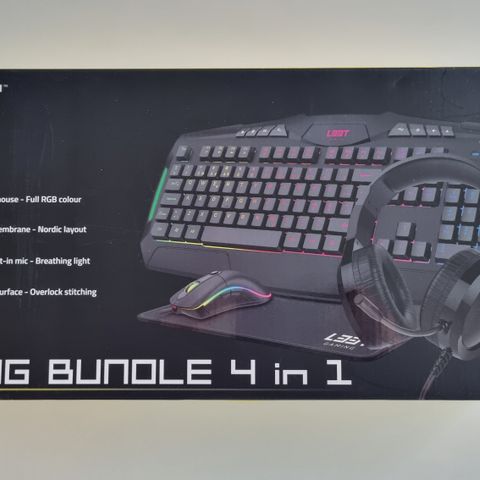 Gaming tastatur, mus, headset og musematte