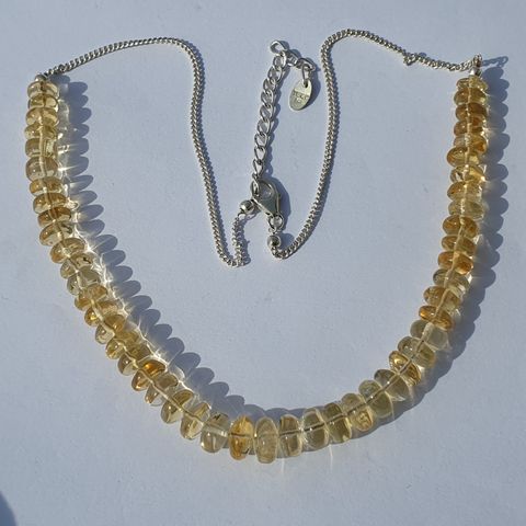 Brazilian Citrine Sølv 925 Silver 46cm Limited Edition Necklace Halskjeder 95ct