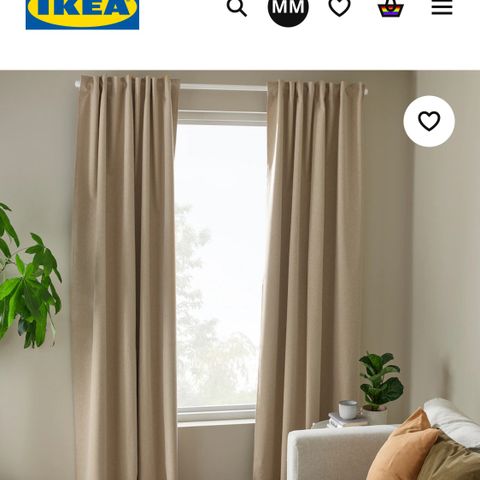 Gardiner fra IKEA i bomull, beige, lysdempende. 4 fag