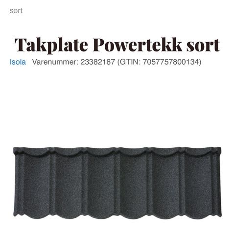 Tak plater powertekk  sort isola