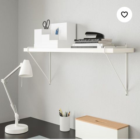 Uåpnet hvit IKEA Bergshult hylle (80x20 cm) med Pershult hylleknekter