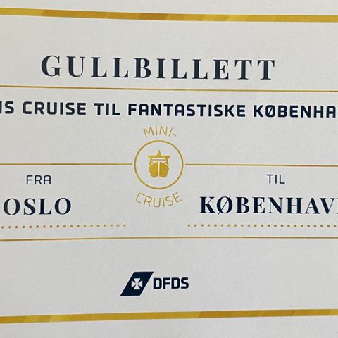 Mini-cruise Oslo-København med DFDS for 4 personer.