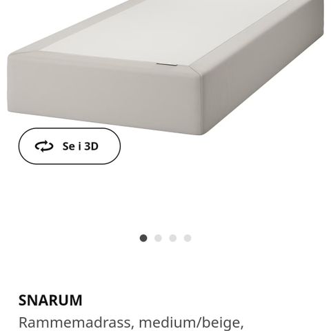 Kan leveres. 90×200 snarum rammeseng på stålben