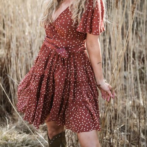 Confettibird Short Frill Dress Rusty Dot str S