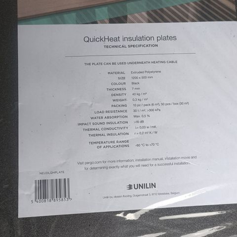 QuickHeat isolasjonsplater, 10 stk