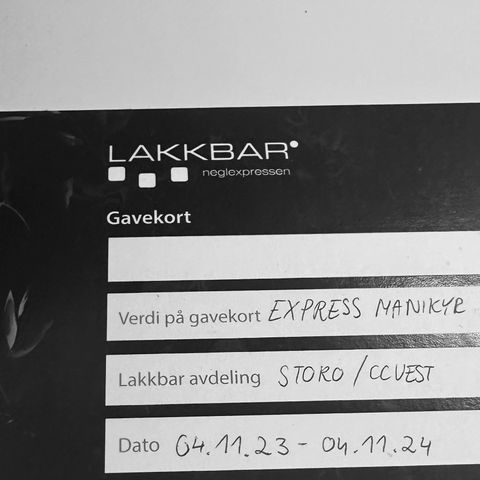 Gavekort Lakkbar Express Manikyr