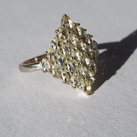 Brazilian Heliodor 2.2 cts Sølv 925 Silver Jessica Lili Cluster Ring Str.60