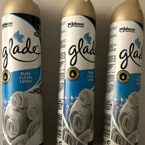 3 stk luftfrisker, baderomsspray. Glade, Pure Clean Linen.