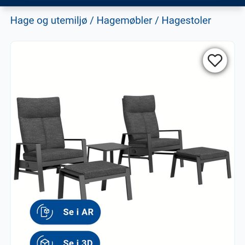 2  ny reclinerstoler  med bord(kun åpnet ikke brukt)