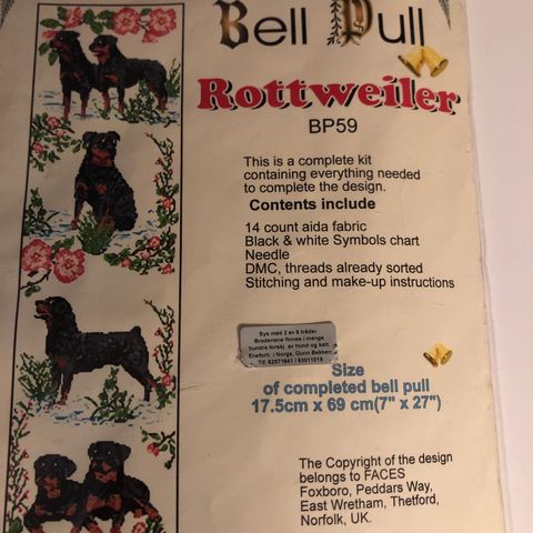 Broderisett «Rottweiler» fra Happy Stitching