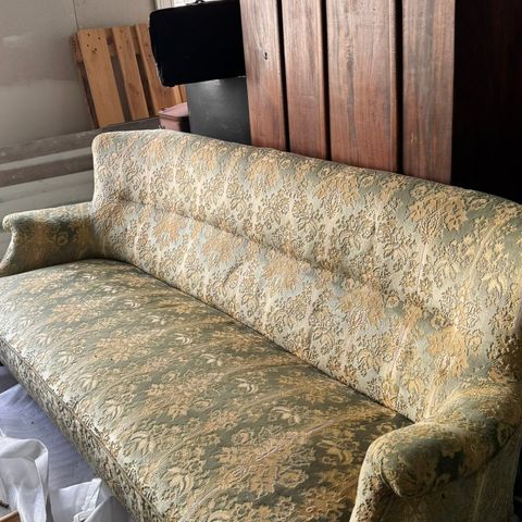 Grønn fløyel vintage/retro 3-seter sofa i kjempe fin stand