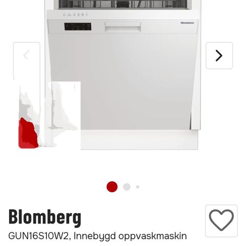 Oppvaskmaskin.    Blomberg

 Innebygd oppvaskmaskin