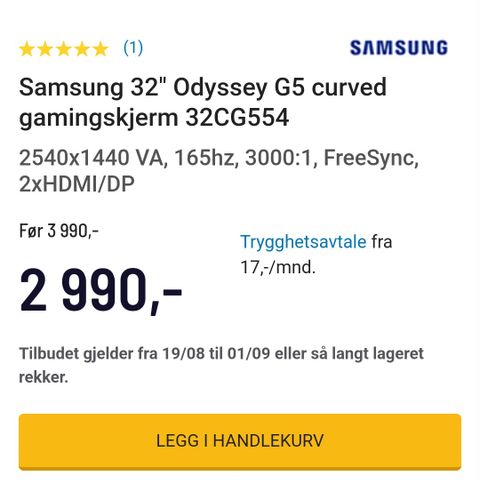 Samsung 32" Odyssey g5