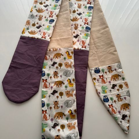 🤎💜🦒🐘Ny Sengeslange Beige,Lilla og Hvit Med Dyr 🐘🦒💜🤎 - 3,65 Meter