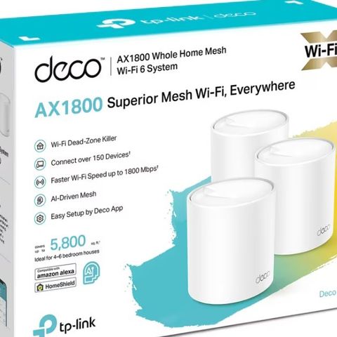 TP-Link Deco X20 mesh WiFi 6 sett (3-pakning) - NY