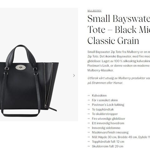 Small Bayswater Zip Tote - Black Micro