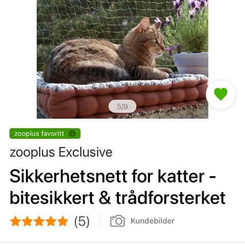 Sikkerhetsnett for katter/små hunder