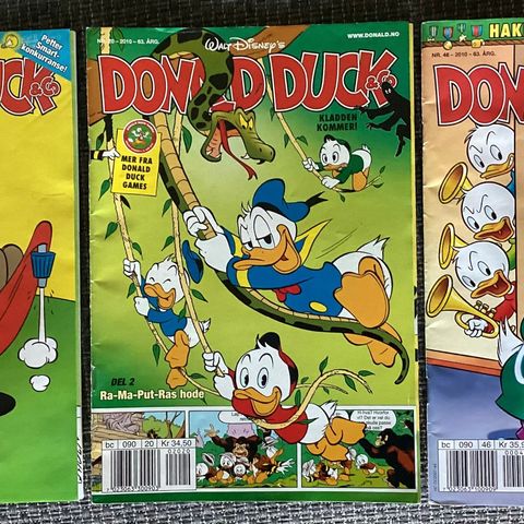 2010- 3 meget flotte DONALD DUCK blader. UKE 4- 20- 46. HELE OG MEGET FINE,