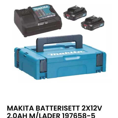 Makita batterisett med lader 12v - ubrukt!