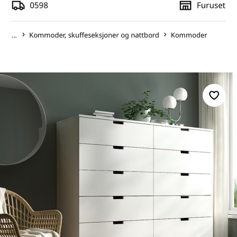 NORDLI Kommode med 12 skuffer, hvit, 160x145 cm