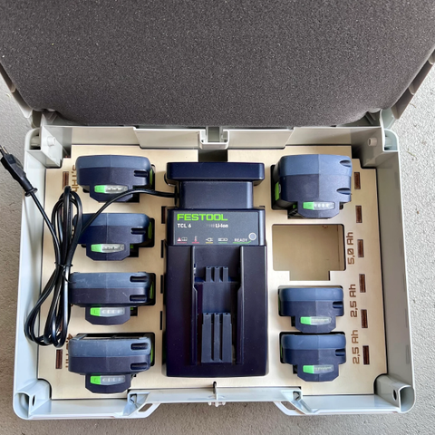 Festool systainer lagring for batterier og lader